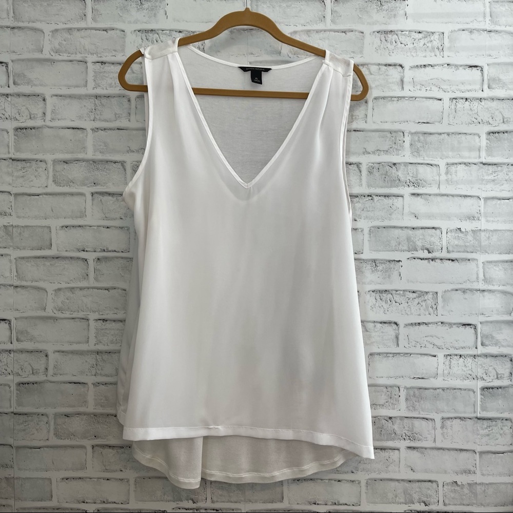 Banana Republic White 2-layer V-Neck Tank Top XL #BB330